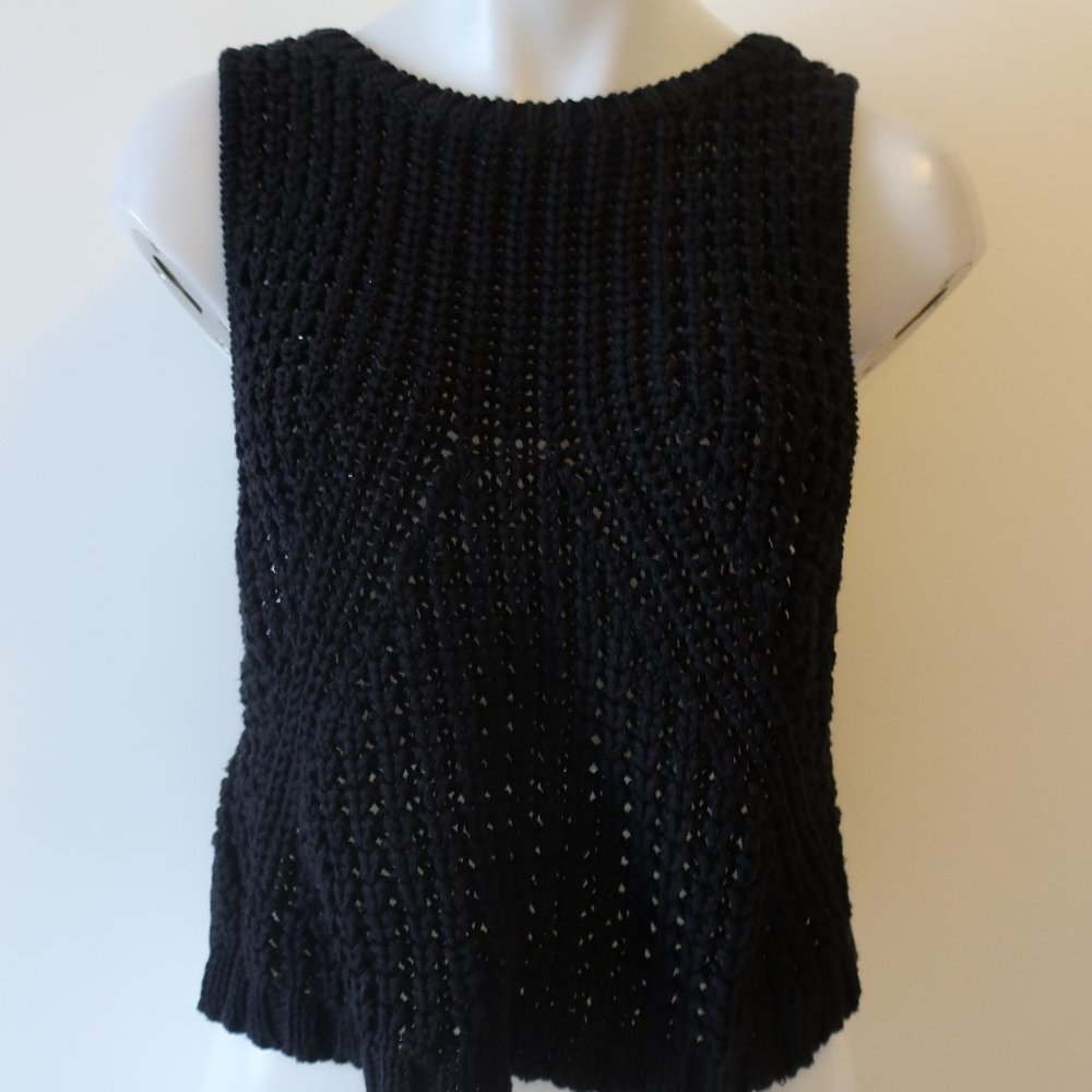 COTTON BY AUTUMN CASHMERE BLK KNIT TANK SWEATER M